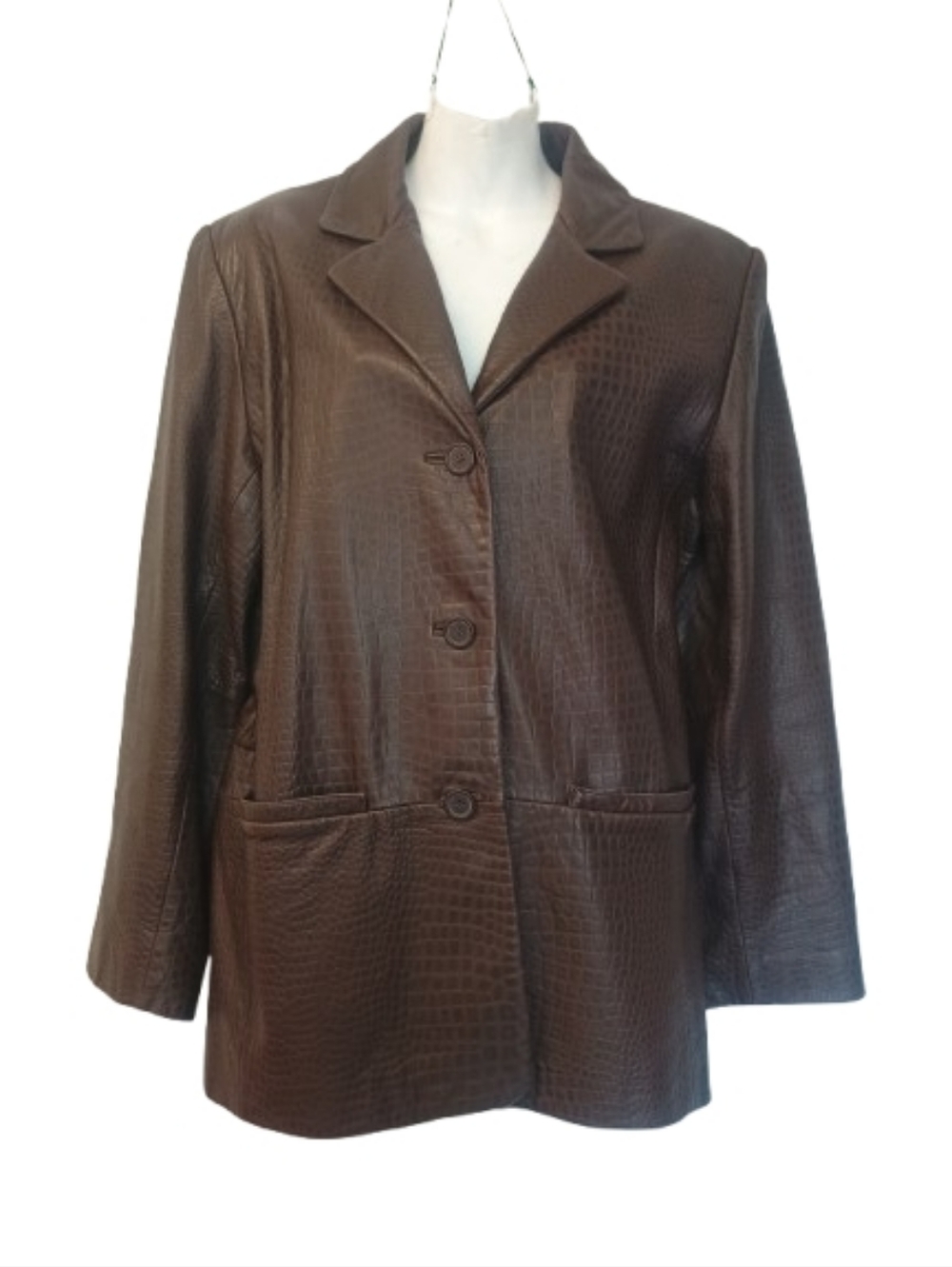 Vintage Snakeskin Jones New York Brown Genuine Leather Jacket Size:M